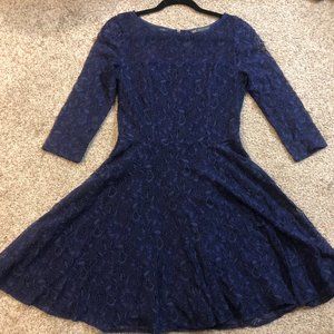 Armani Exchange | Dark Blue Lace Midi Dress | Size 4